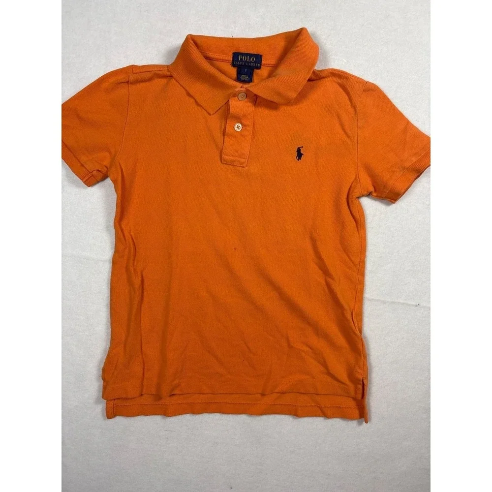 Ralph Lauren Kids Polo Shirt Orange Size 7 Cotton Short Sleeve